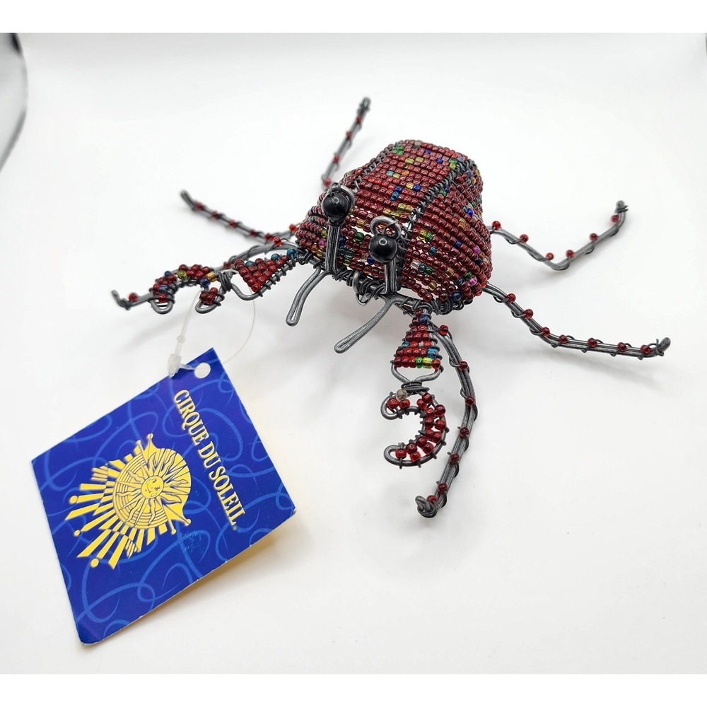 New Cirque du Soleil Lobster Figurine Red Beaded Wire Art Home Decor Nautical